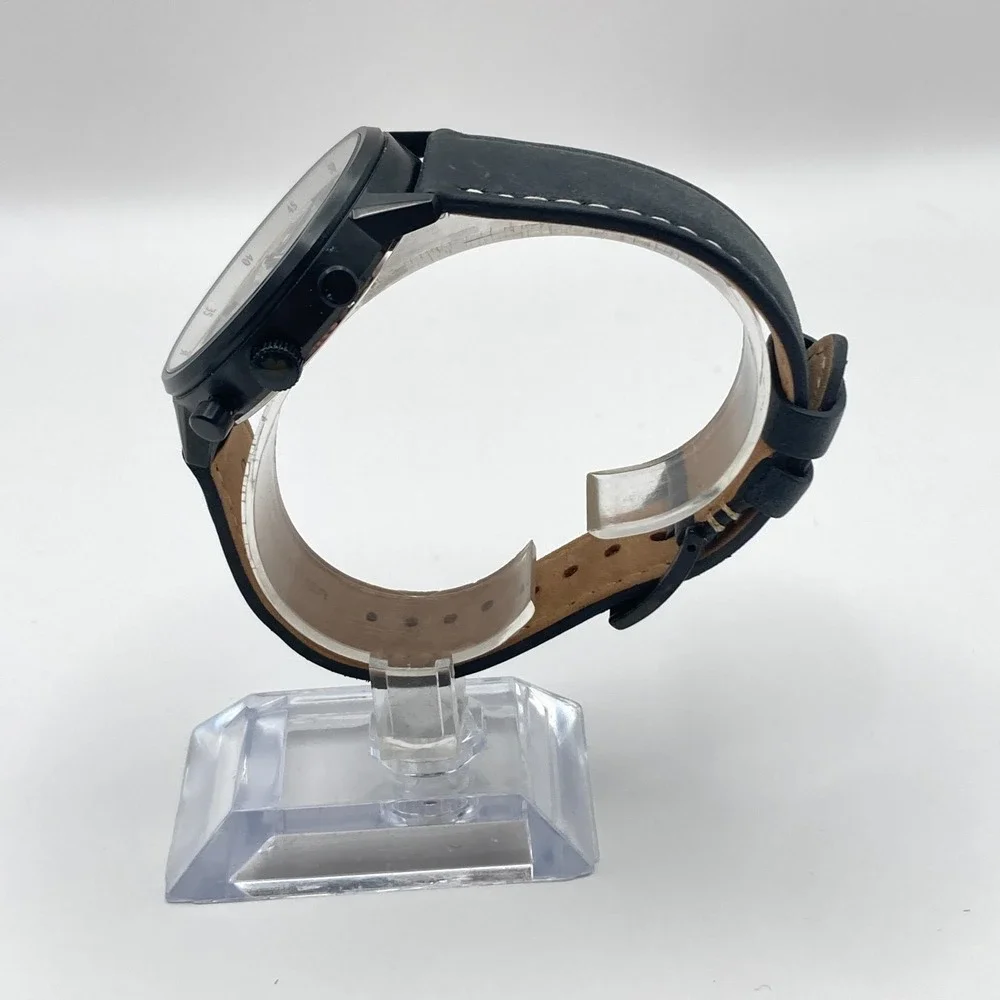 Lucky Brand Mens Watch Chronograph 35mm Black Orange Leather 50M New Battery 9